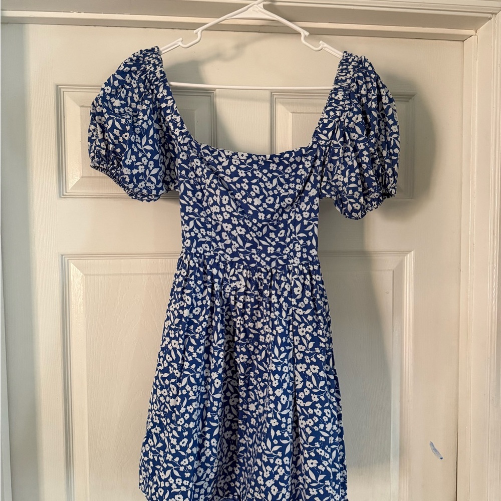 Cotton Candy Blue and White Floral Mini Dress